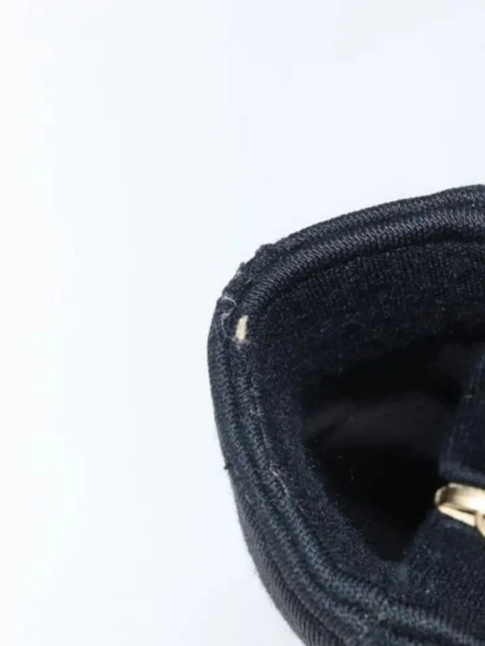 CHANEL Tote Bag Cotton Gold Black CC Auth mr1967